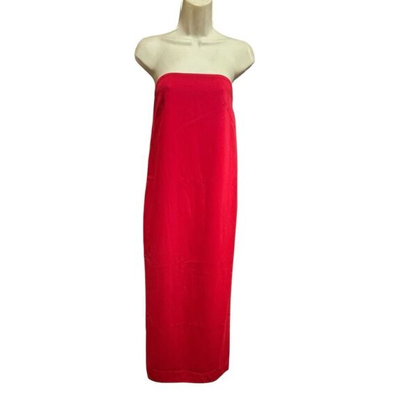 SOPHIE ET VOILA Strapless Crepe Maxi Column Dress in Red Size 38/ US 8 - Picture 5 of 9